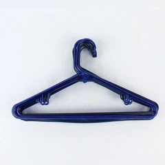 Lot of 10 Dark Blue Plastic Tubular Clothing Hangers Standard Size with Hooks 