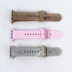 Lot of 3 Watch Bands Adjustable Buckle Style; Pink, Sparkly Rose Gold & Silver 