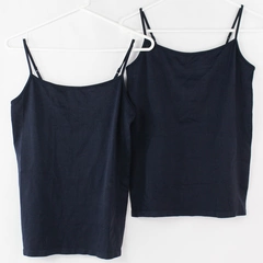Lot of 2 Liz Claiborne Dark Navy Blue Adjustable Spaghetti Strap Tank Top Size M