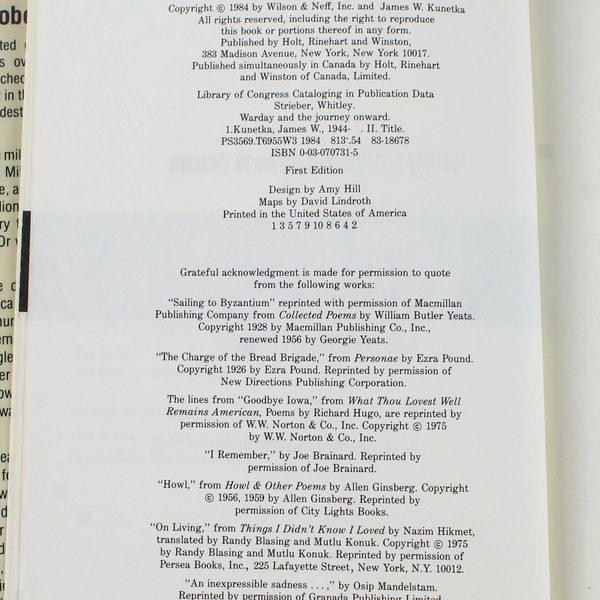 Warday James W. Kunetka Whitley Strieber 1984 Hardcover