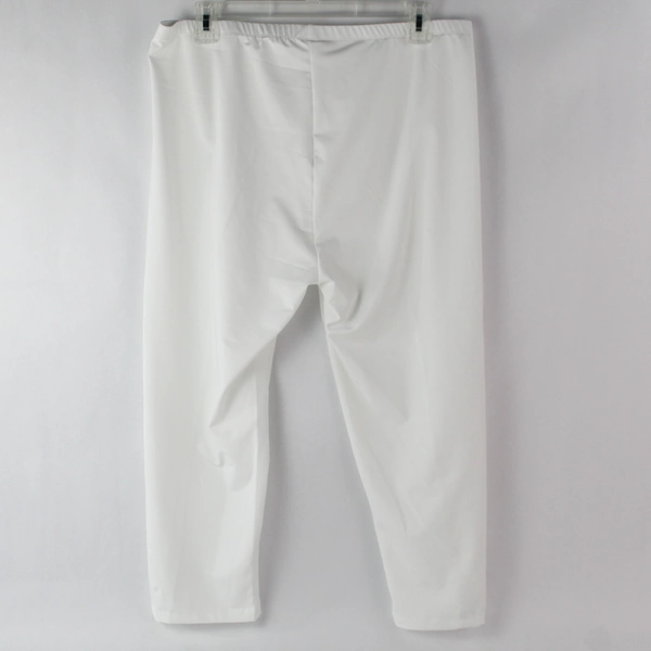 Women's Elastic White Lightweight Capri Pants with Button Detailing Size XXL