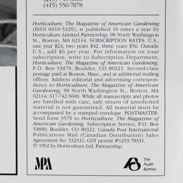 Lot of 2 Vintage Horticulture American Gardening Magazine 1992 Jan & Dec Issues