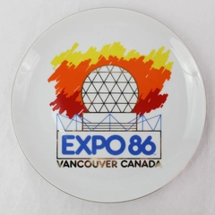 Vintage Vancouver Canada Expo 86 Souvenir Plate Japan Porcelain Gold Wall Hang