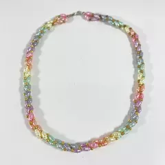 Braided 18 Inch Imitation Pastel Rainbow Pearl Necklace