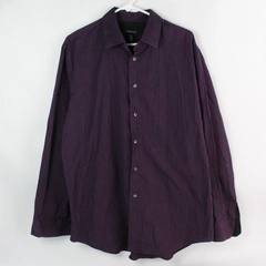Van Heusen Purple Black and Green Striped Button-Up Shirt Men's Large