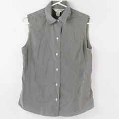 Casual Corner Black and White Gingham Fitted Button-Up Vest Women's Size Small