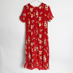 Worthington Long Red Floral Pattern Shoulder Pads Dress Women's Size 14P