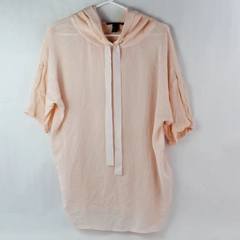 Forever 21 Pink Short-Sleeved Hoodie Shirt Women's Size Small Flawed