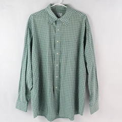 Brooks Brothers Green White Button-Up Long-Sleeve Sports Shirt Men's XL