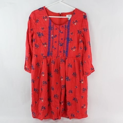 Old Navy Red Blue Embroidered Accents Knee-Length Dress Women's Size S NWT