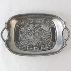 Vintage 1972 Sexton Pewter Metal "Give Us This Day Our Daily Bread" Serving Tray