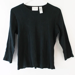 Liz Claiborne Black Long Sleeve Cotton Shirt Women's Petite Medium