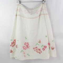 Vintage Dressbarn Flower Embroidered White Skirt Women's Size 8