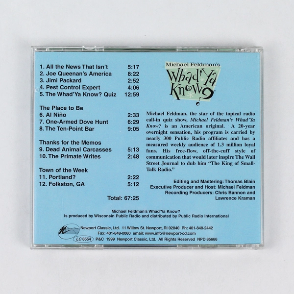 Michael Feldman’s Whad’ Ya Know? 1999 CD tested Wisconsin Public Radio