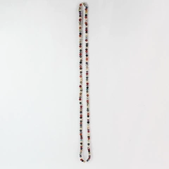 Vintage Multi Colored Silk Wrapped Round Bead Necklace 52 inches 