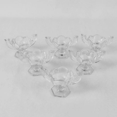 Lot of 6 Vintage Central Glass Works  Krystol Trophy Footed Open Salt Cellar