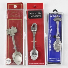 Lot of 3 Pewter USA Travel Souvenir Collector Spoons SF Seattle Williamsburg