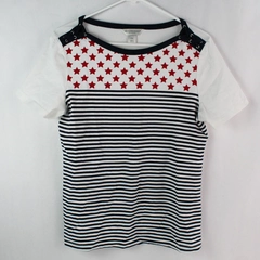 Christopher & Banks Patriotic Stars & Stripes T-Shirt Women's Size Petite Medium