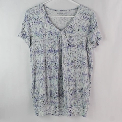 Croft & Barrow Multicolor Print V-Neck Fashion T-Shirt Women's Size Small