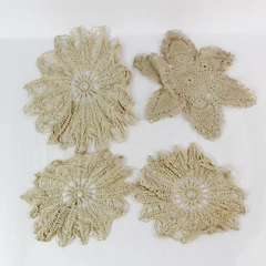 Lot of 4 Vintage Doilies Table Linens for DIY Fabric Cutters Flaws