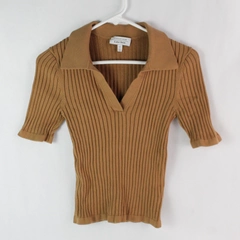 & Other Stories Brown Ribbed Collared Pullover Sweater Women's Size Small