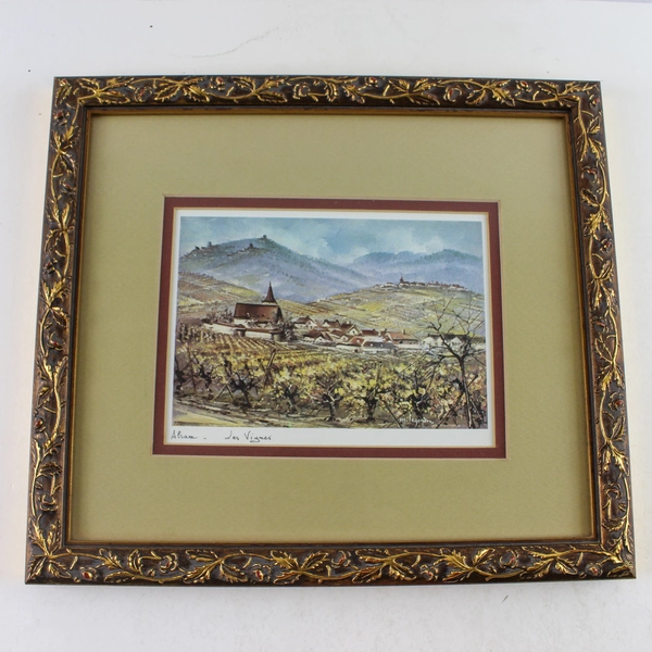 Ornately Framed And Matted Alsace Les Vignes By M Legendre