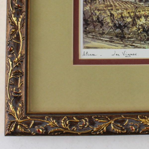 Ornately Framed And Matted Alsace Les Vignes By M Legendre