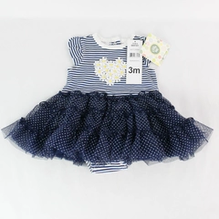 Little Me Navy White Striped Mesh Tutu Dress Daisey Baby Girls Size 3M NWT