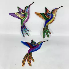 Set of 3 Colorful Metal Art Hummingbirds