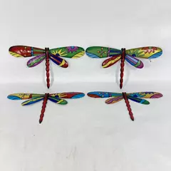 Set Of 4 Colorful Metal Art Dragonflies