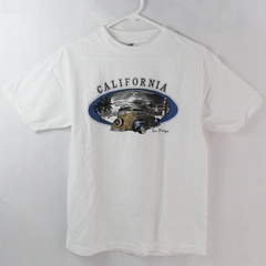 Alstyle White California Beach Design Cotton T-Shirt Adult Size Medium