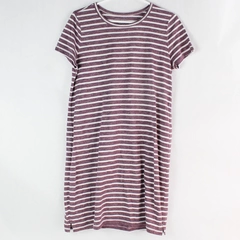 Sonoma Purple and White Striped Knee-Length T-Shirt Dress Women's Size Medium