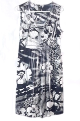 Style & Co Black White Floral Sleeveless Dress Women's Petite Large PL