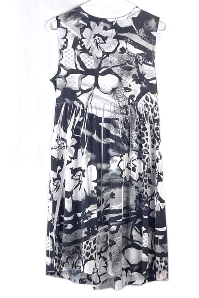 Style & Co Black White Floral Sleeveless Dress Women's Petite Large PL