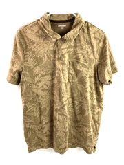 Lands' End Men's Polo Shirt Size M 38-40 Brown Tan Floral Pocket Pre-Owned