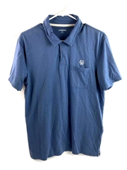 Lands' End RWG Monogram Men's Polo Shirt M Slate Blue Pocket Pre-Owned