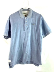 Orvis Polo Shirt Men's Size Large Blue Textured Short Sleeve Logo Solid Pattern 