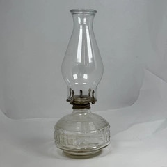Vintage Glass Oil Lamp with Chimney Shade 14.25” Tall