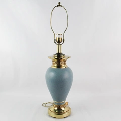 Ethan Allen Table Lamp Brass Embrossed Verdigris Finish Turquoise Color 