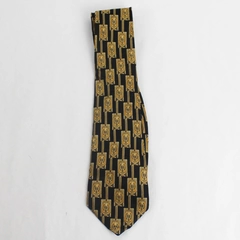 Vintage Stafford Executive Black & Gold Silk Necktie Made in Italy 57"