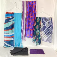 Lot of 8 Women's Scarves Wraps for Crafts Pre-Owned with Flaws