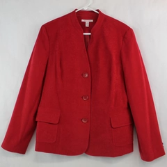 JM Collection Women's Jacket Size 16 Red Soft Feel Long Sleeve Formal Occasion