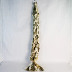 Large Handmade Crochet Plant Hanger Cream Tan Green Boho 50" Tall