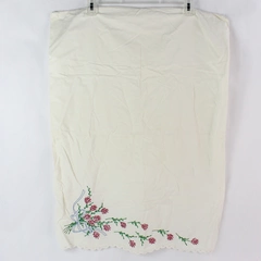 VTG Purple Flower Embroidered White Pillowcase Queen-Sized Pillowcases Flawed
