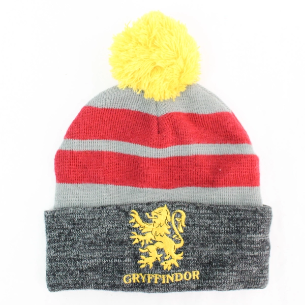Bioworld Harry Potter Gryffindor Knit Beanie Hat with Pom Pom Adult One Size