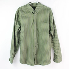 Eddie Bauer Relaxed Fit Green Button-Down Cotton Dress Shirt Men's Large