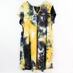 Vibe Sportswear Purple and Yellow Tie Die Pattern T-Shirt Dress Women's 2X