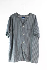 Towncraft Gray Striped Button-Up Pajama Sleep Shirt Men's 2XL