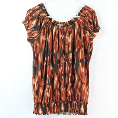 Apt. 9 Stretch Brown Black and Red Blouse Women's Size Medium
