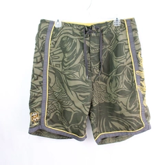 Quiksilver Green and Yellow Board Shorts Swim Trunks Men's Size 34